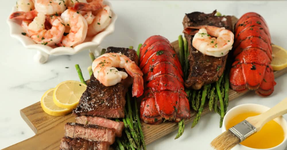 Lobster Tails Shrimp Steak Dinner