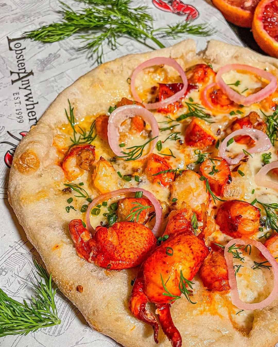 Blood Orange and Prosecco Lobster pizza
